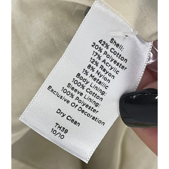 Talbots Womens Blazer Suit Jacket 12P Gold Tweed Plaid Frayed 3/4 Sleeves NWT - Picture 7 of 11